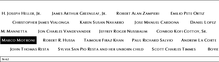 Panel N-62, North Pool, National September 11 Memorial