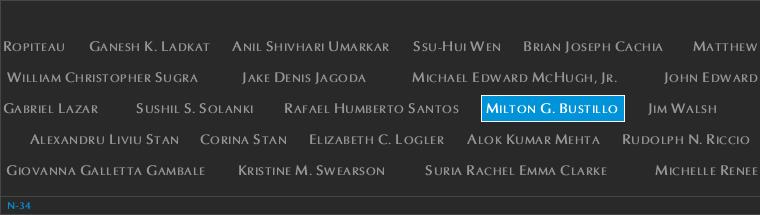 Panel N-34, North Pool, National September 11 Memorial