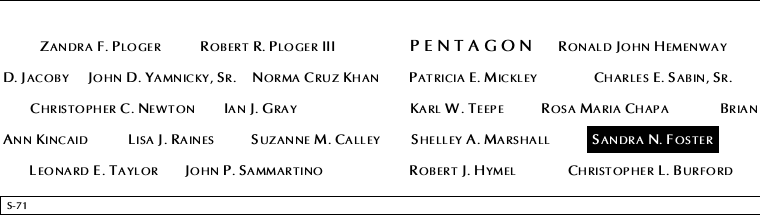 Panel S-71, South Pool, National September 11 Memorial