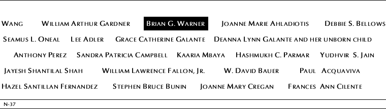 Panel N-37, North Pool, National September 11 Memorial