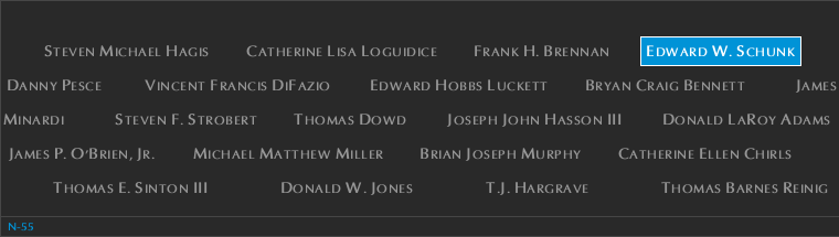 Panel N-55, North Pool, National September 11 Memorial