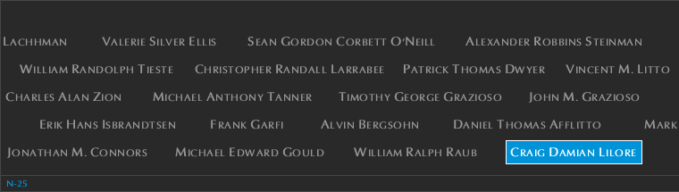 Panel N-25, North Pool, National September 11 Memorial