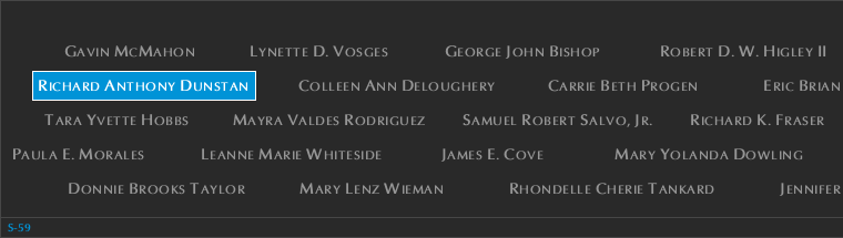 Panel S-59, South Pool, National September 11 Memorial