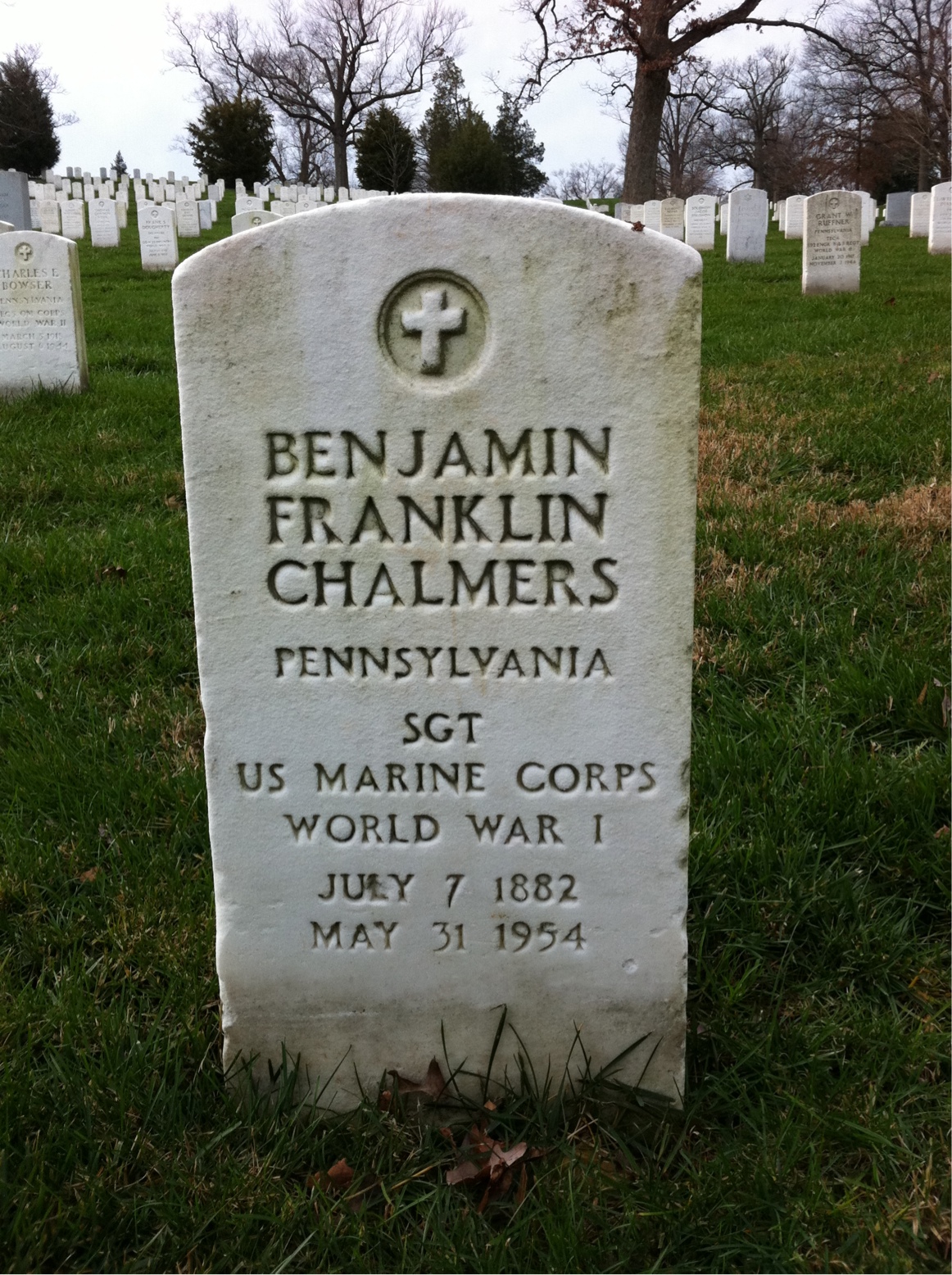 Headstone of Benjamin F Chalmers