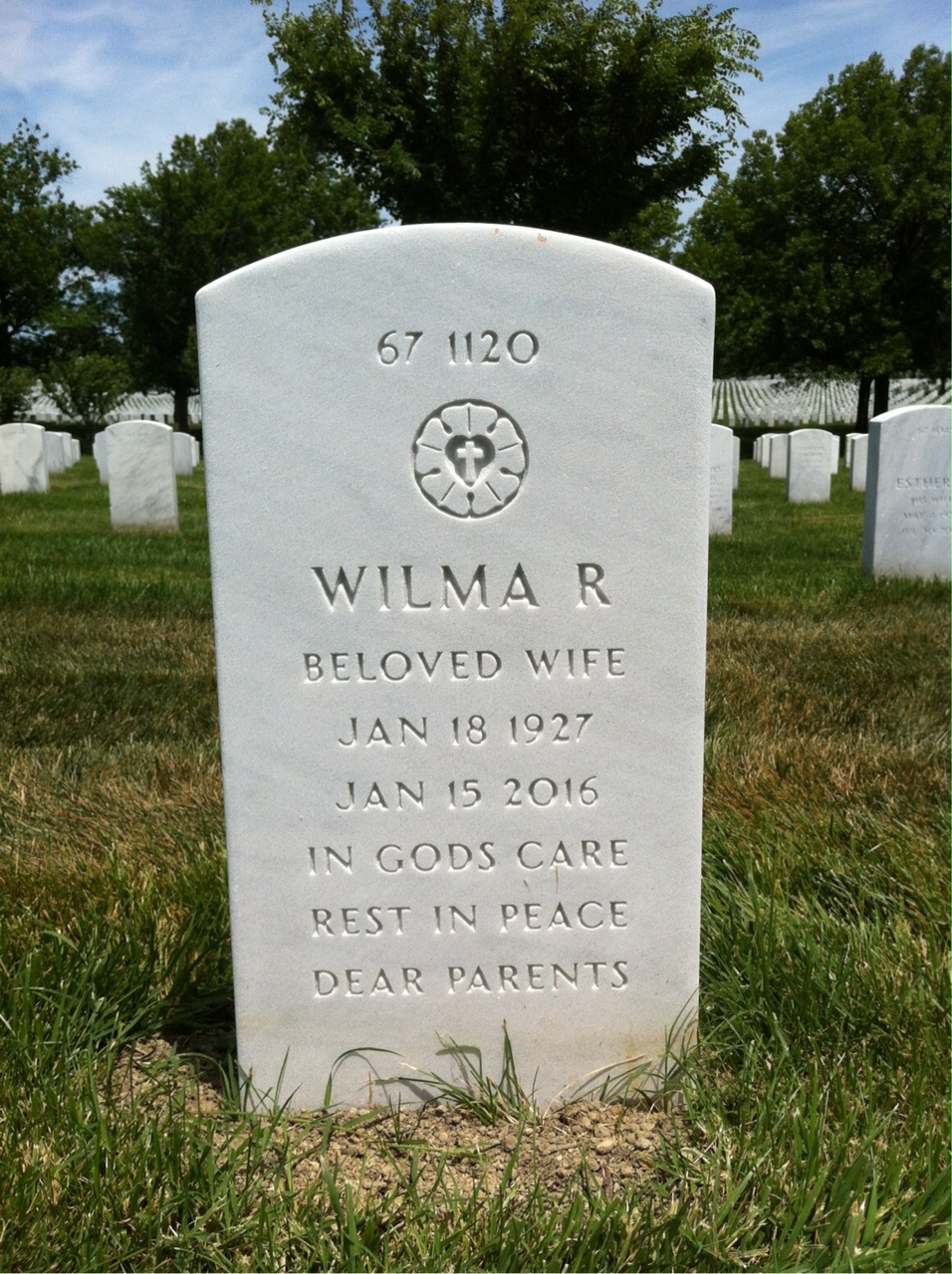 Headstone shared by 2 interments, including Karl O Wegener