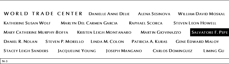 Panel N-3, North Pool, National September 11 Memorial