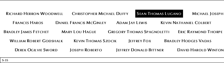 Panel S-35, South Pool, National September 11 Memorial