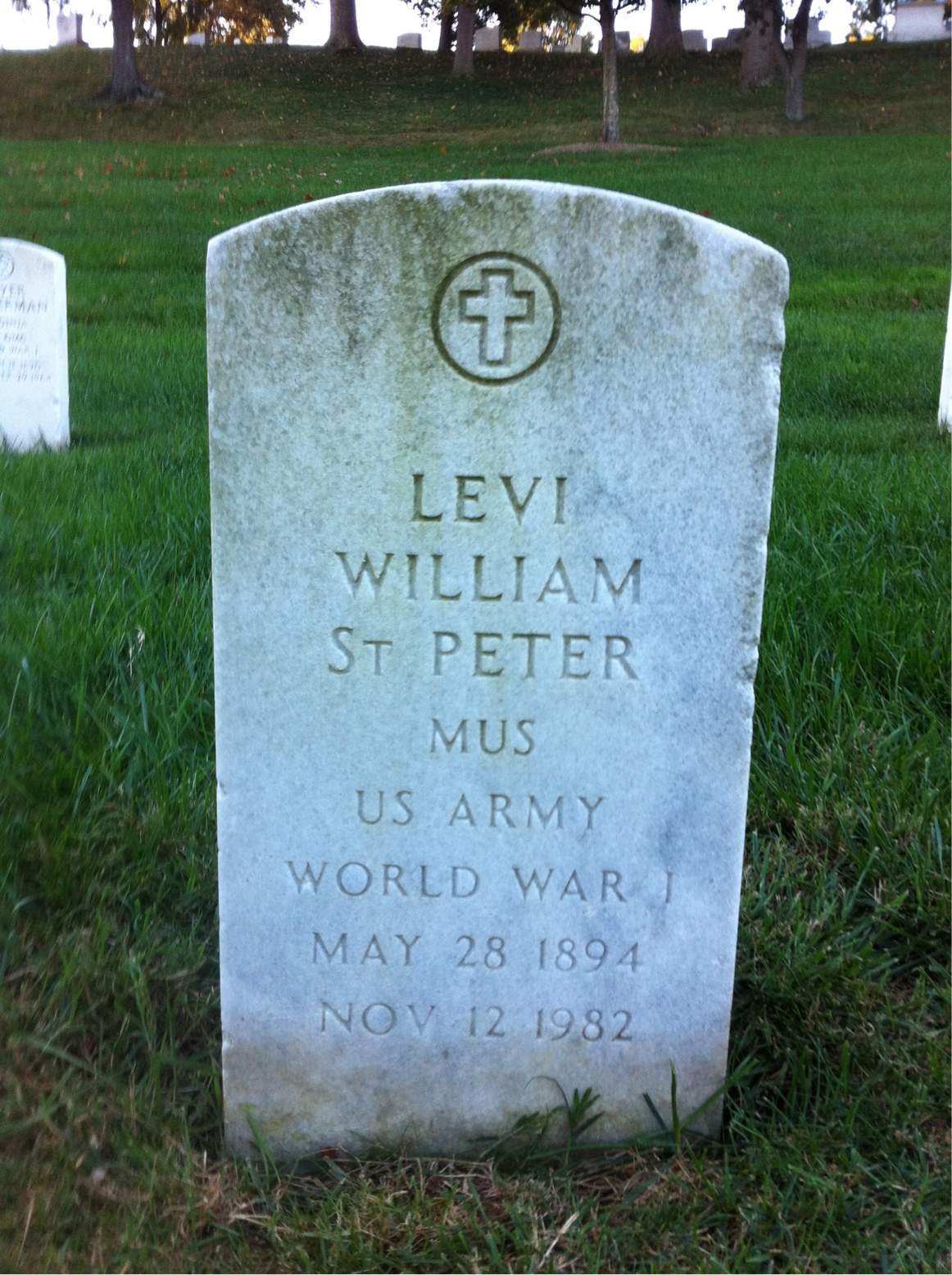 Headstone shared by 2 interments, including Vina G St Peter