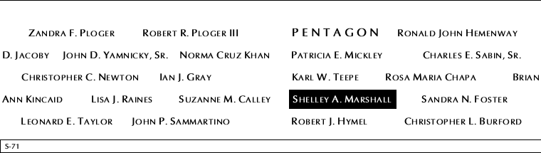 Panel S-71, South Pool, National September 11 Memorial