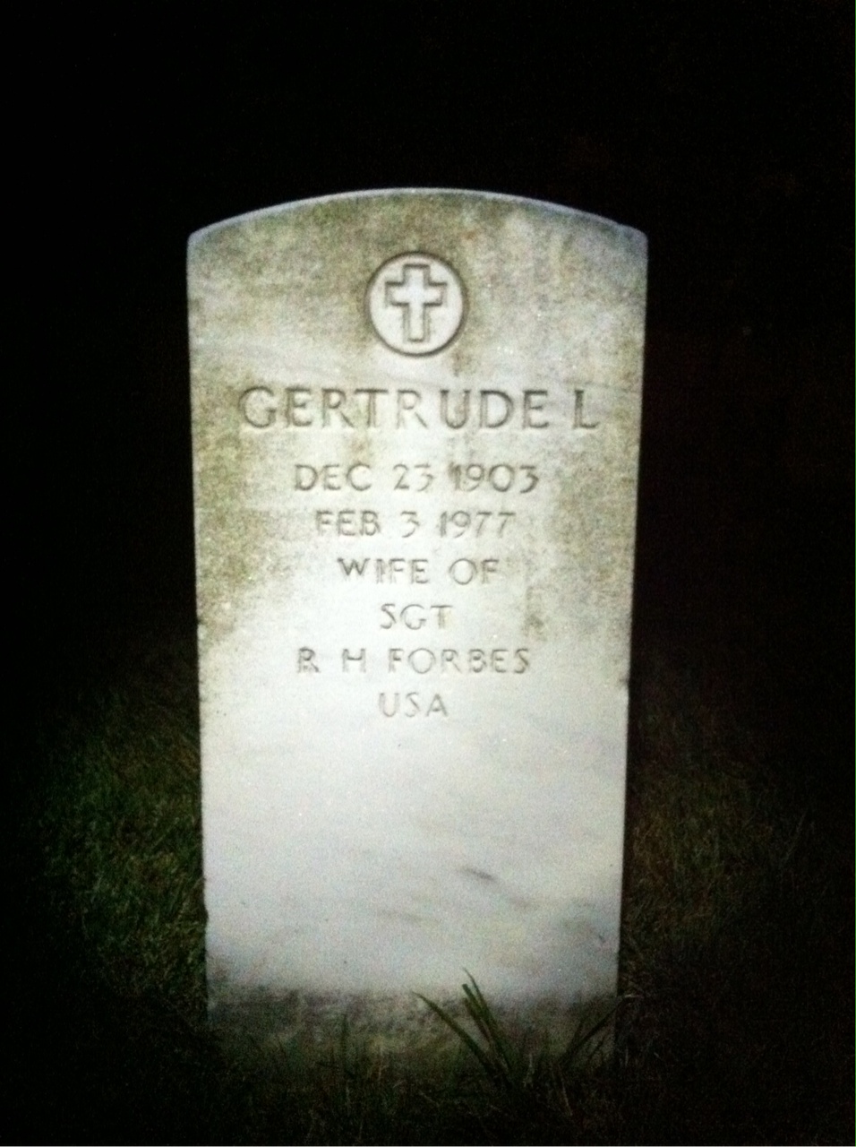 Headstone of Gertrude L Forbes