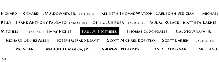 Panel S-21, South Pool, National September 11 Memorial