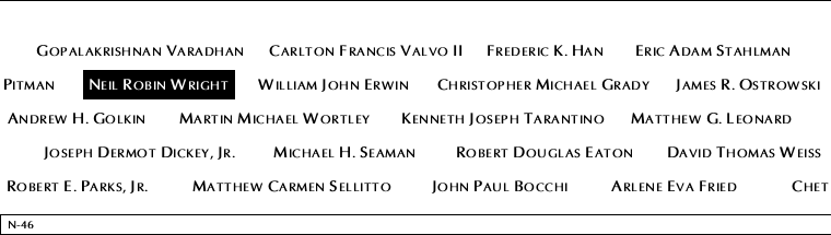 Panel N-46, North Pool, National September 11 Memorial