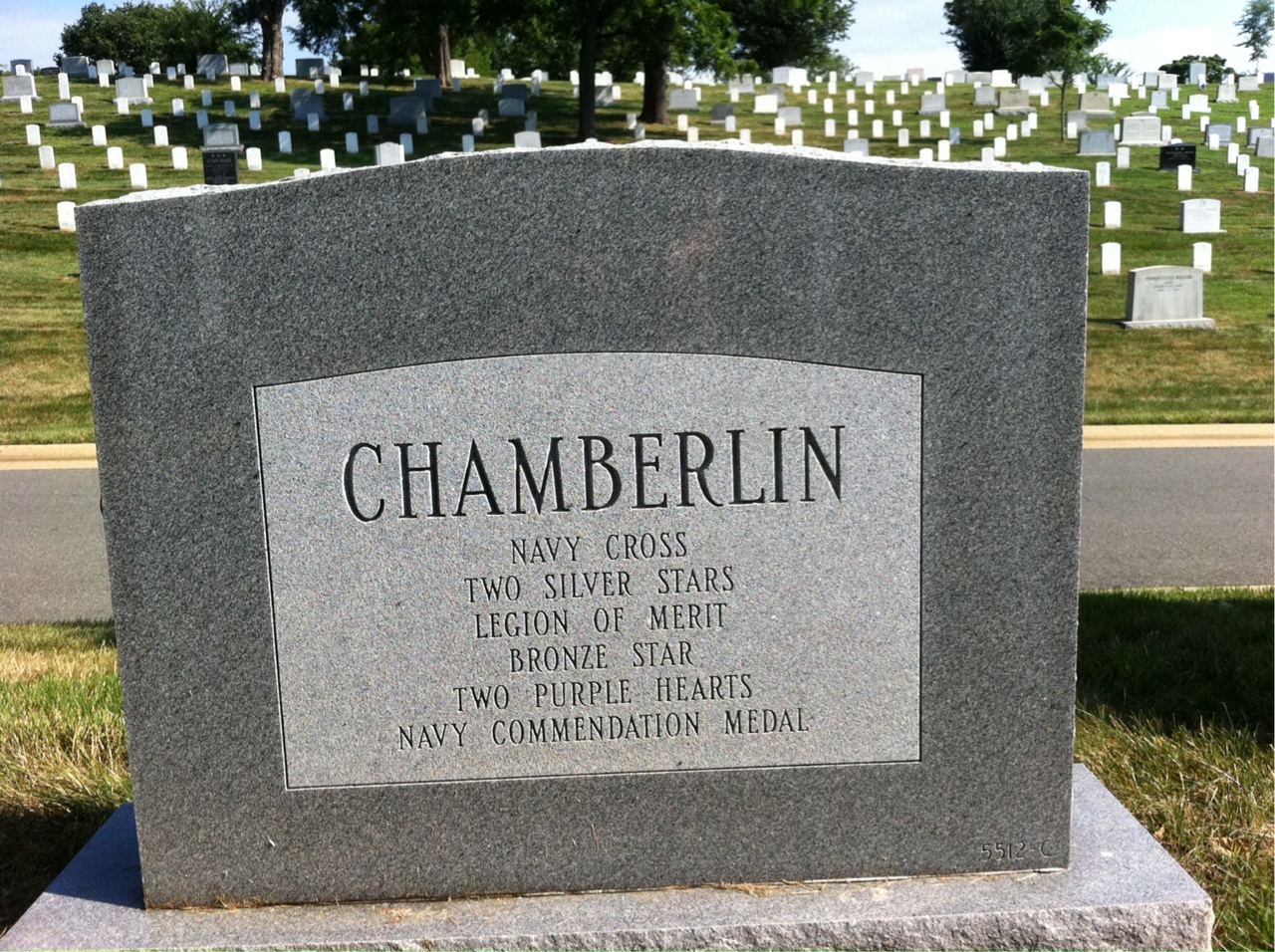 Headstone shared by 2 interments, including William C Chamberlin