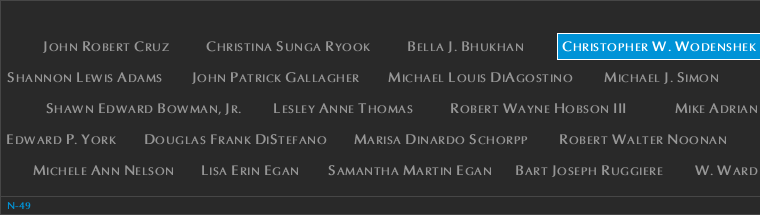 Panel N-49, North Pool, National September 11 Memorial