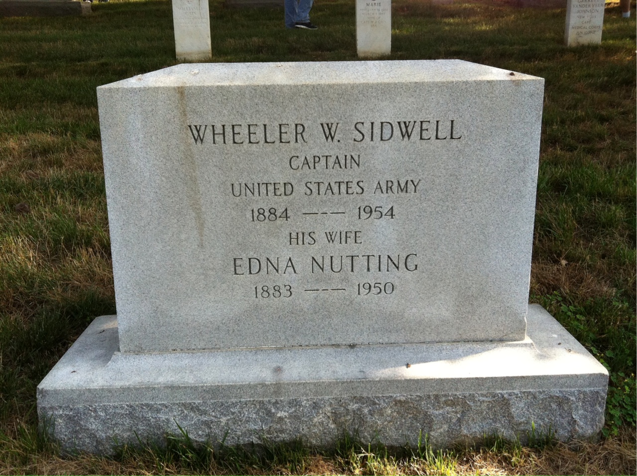 Headstone shared by 3 interments, including Wheeler W Sidwell