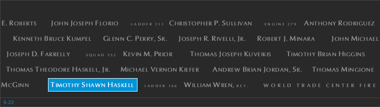 Panel S-22, South Pool, National September 11 Memorial