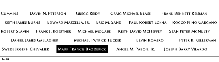 Panel N-28, North Pool, National September 11 Memorial