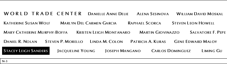 Panel N-3, North Pool, National September 11 Memorial