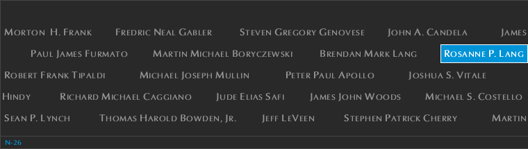 Panel N-26, North Pool, National September 11 Memorial