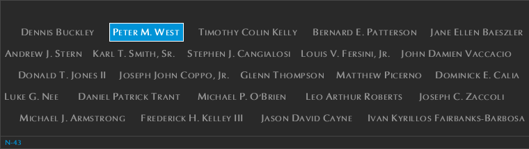 Panel N-43, North Pool, National September 11 Memorial