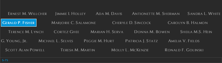 Panel S-75, South Pool, National September 11 Memorial