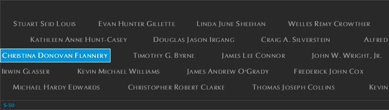 Panel S-50, South Pool, National September 11 Memorial