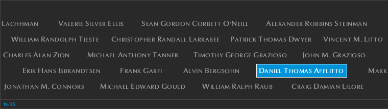Panel N-25, North Pool, National September 11 Memorial