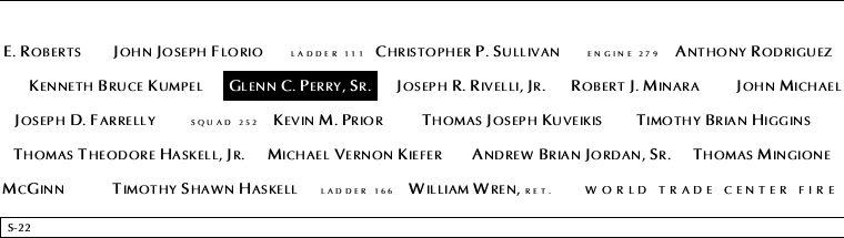 Panel S-22, South Pool, National September 11 Memorial