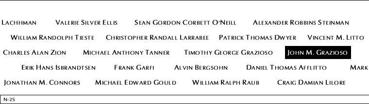 Panel N-25, North Pool, National September 11 Memorial