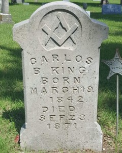 Headstone of Carlos B. King