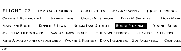 Panel S-69, South Pool, National September 11 Memorial