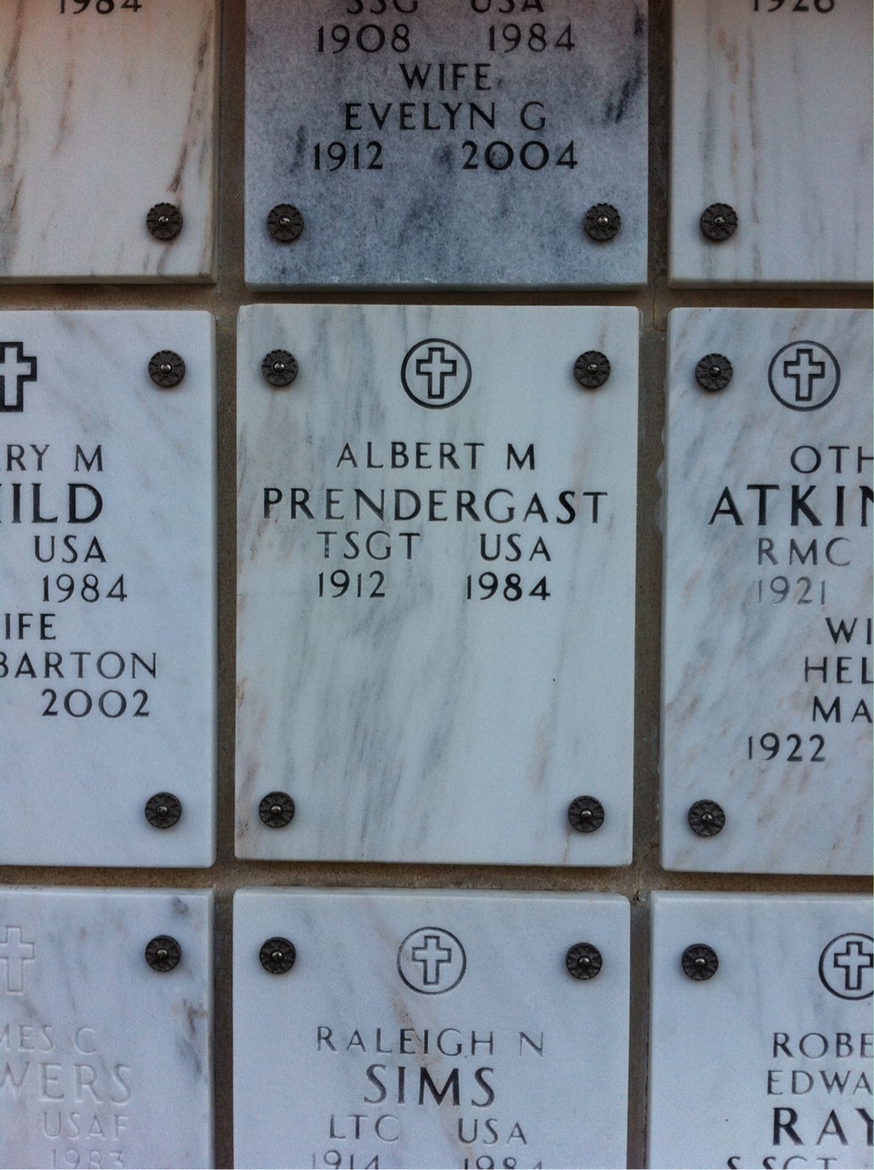 Headstone of Albert M Prendergast