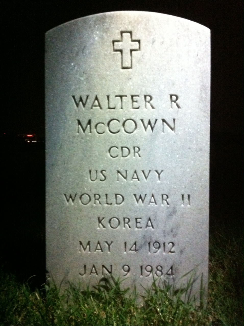 Headstone shared by 2 interments, including Walter R McCown