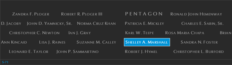 Panel S-71, South Pool, National September 11 Memorial
