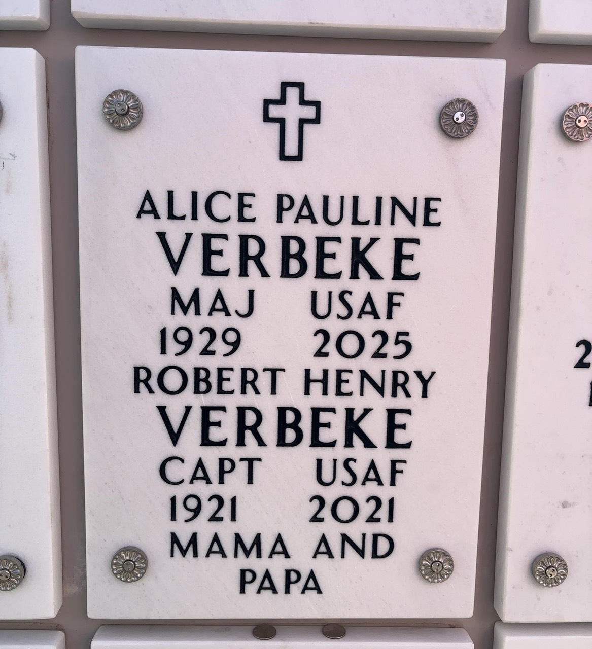 Headstone of Alice Pauline Verbeke