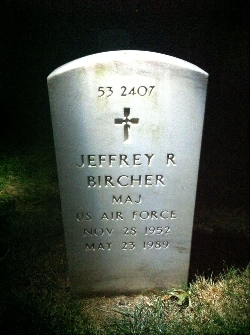 Headstone shared by 3 interments, including Jeffrey R Bircher