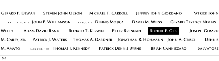 Panel S-8, South Pool, National September 11 Memorial