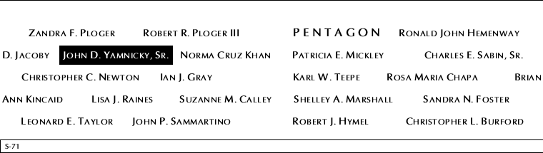 Panel S-71, South Pool, National September 11 Memorial