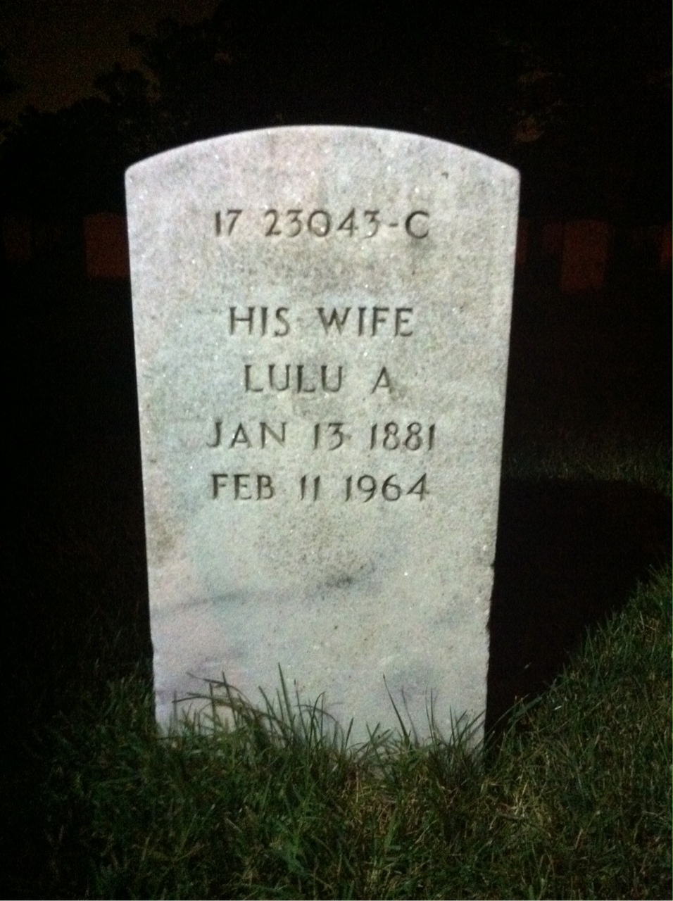 Headstone of Lulu A Mastin