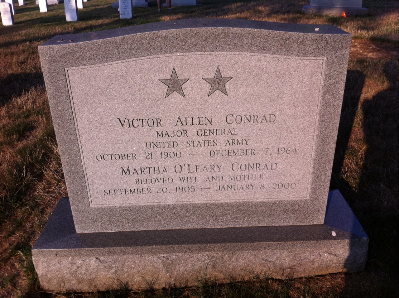 Headstone shared by 2 interments, including Victor Allen Conrad