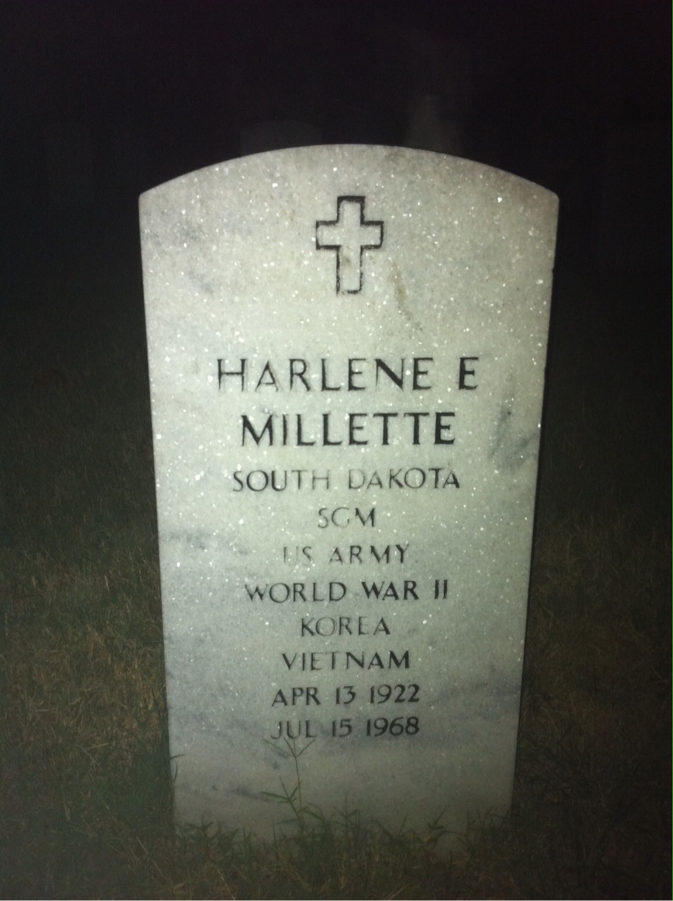Headstone shared by 2 interments, including Harlene Eugene Millette