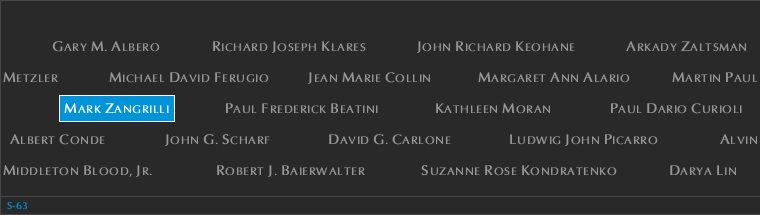 Panel S-63, South Pool, National September 11 Memorial