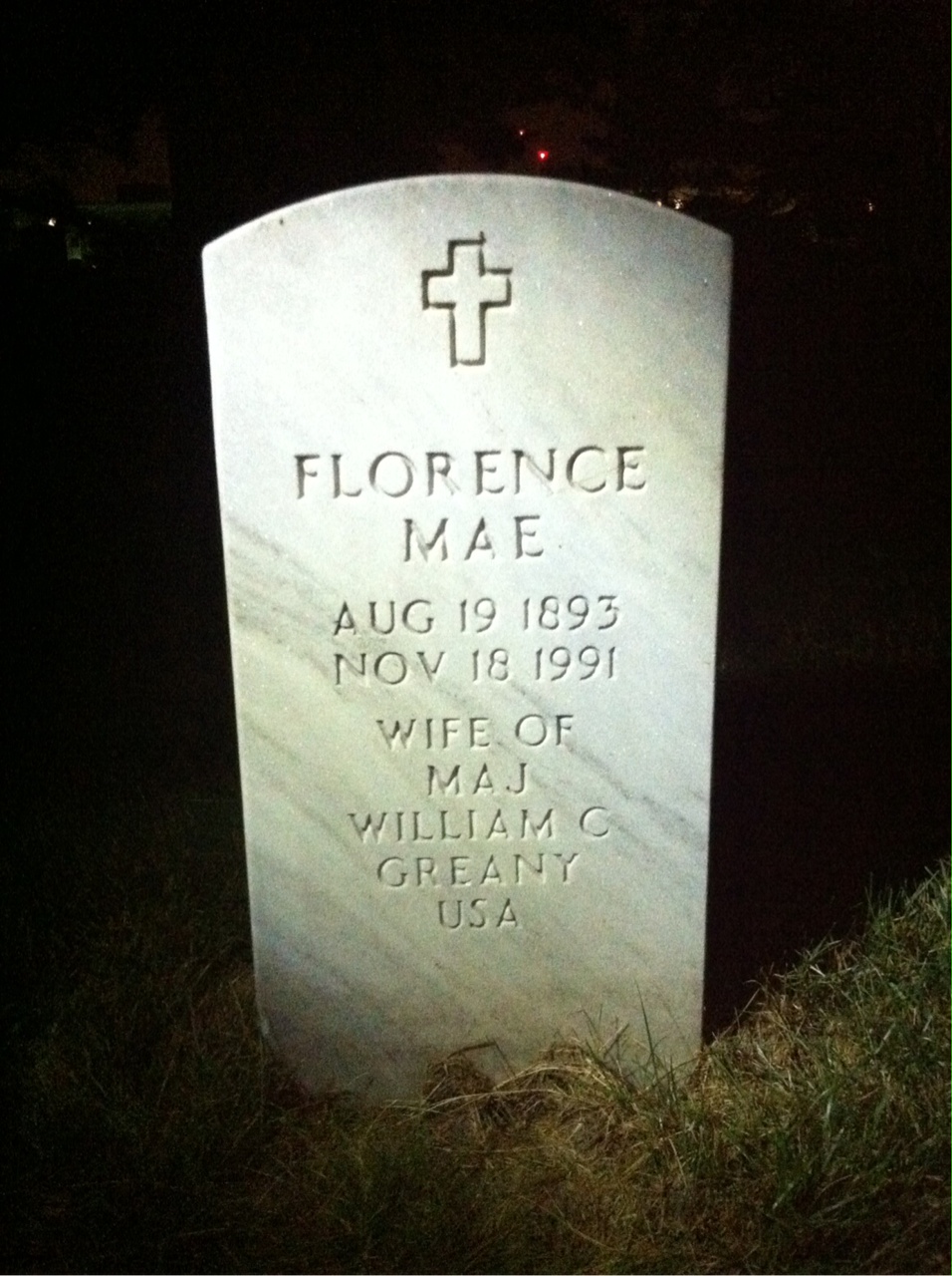 Headstone of Florence M Greany