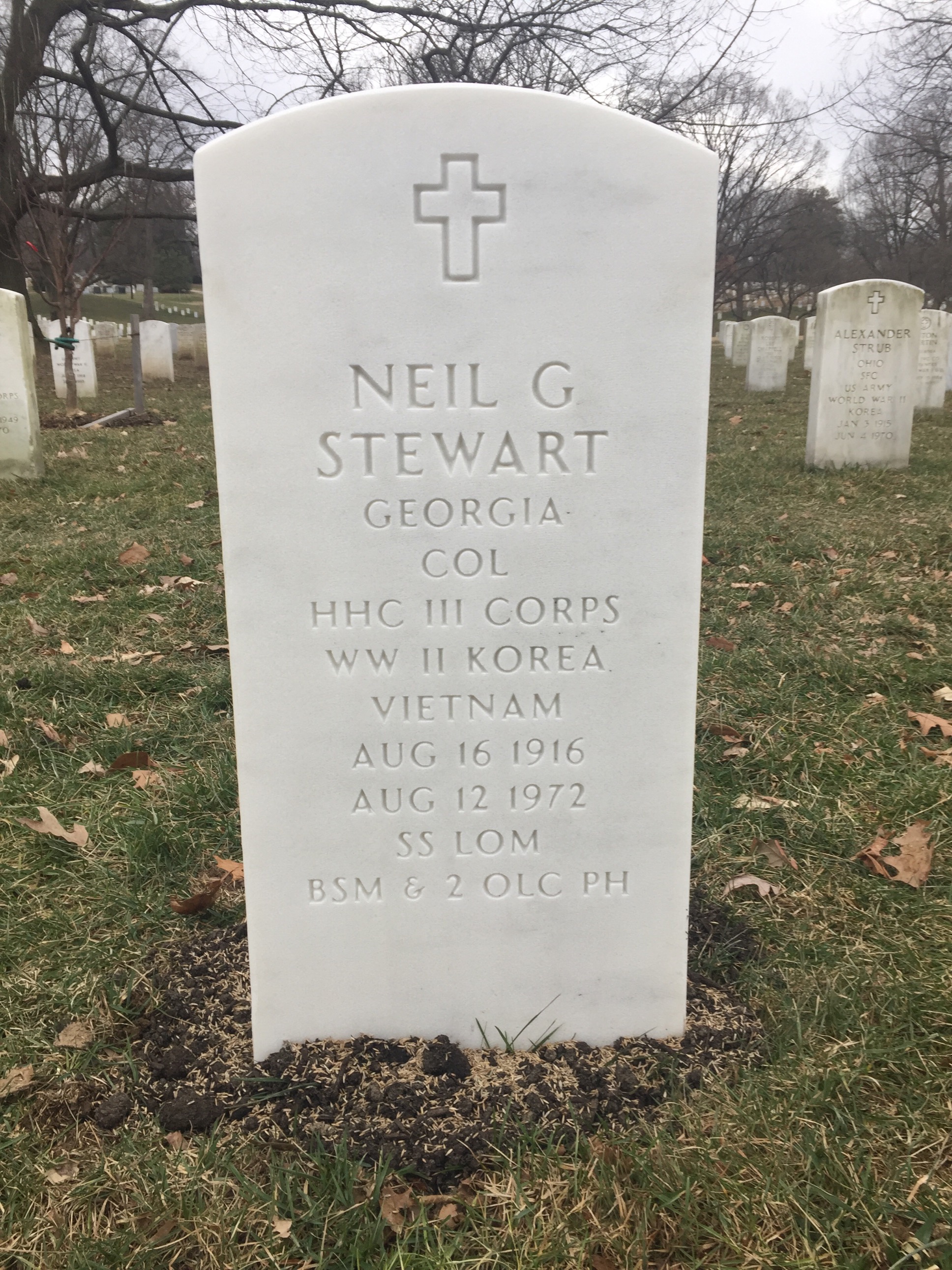 Headstone shared by 2 interments, including Neil Geiger Stewart
