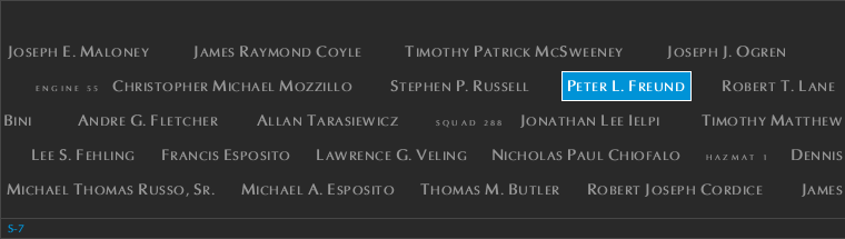 Panel S-7, South Pool, National September 11 Memorial