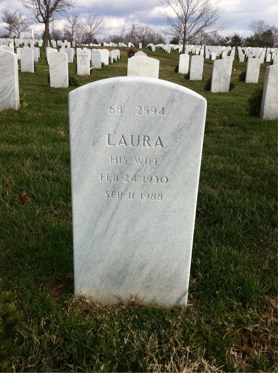 Headstone shared by 2 interments, including Garnet Grant Vintes