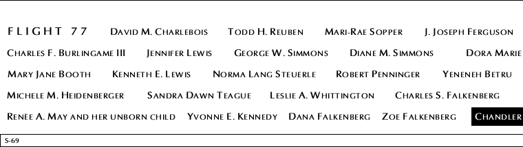 Panel S-69, South Pool, National September 11 Memorial