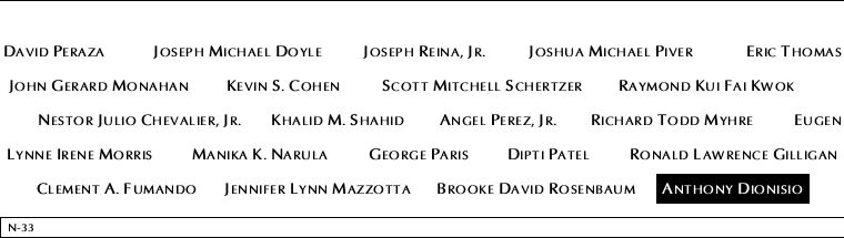 Panel N-33, North Pool, National September 11 Memorial