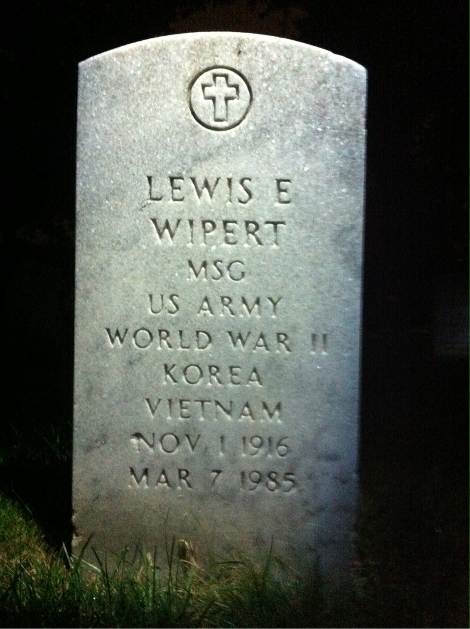 Headstone shared by 2 interments, including Lewis E Wipert