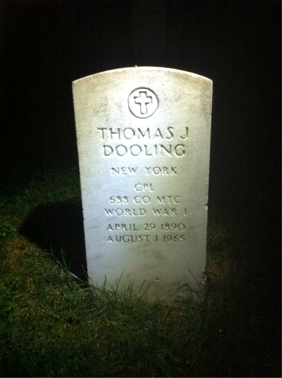 Headstone shared by 2 interments, including Mary A Dooling